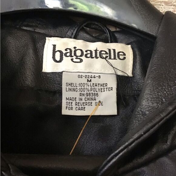 Bagatelle  Ladies Med  black leather long jacket - Picture 3 of 4